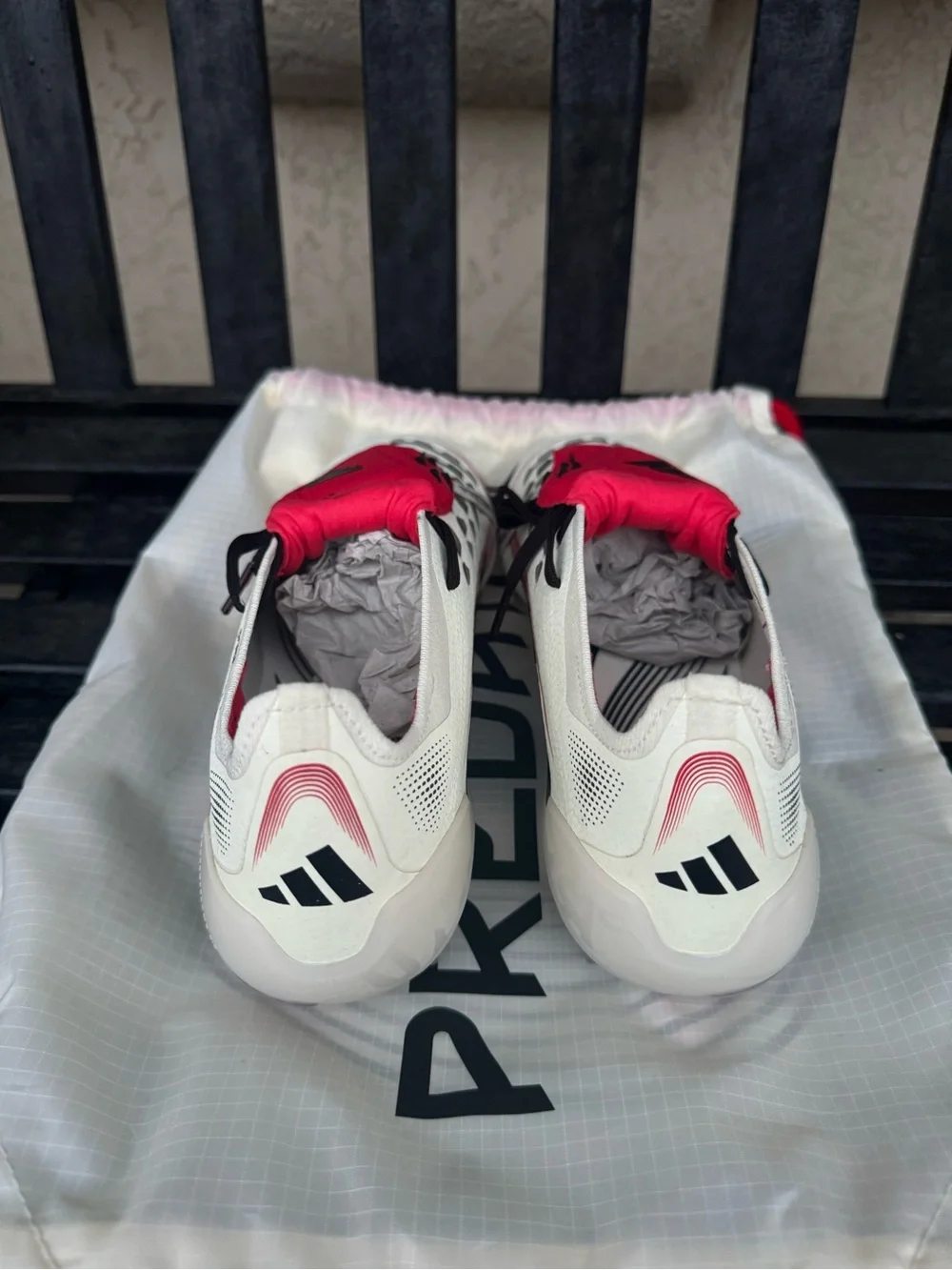 adidas Predator Soccer Cleats in White, Red, and Black